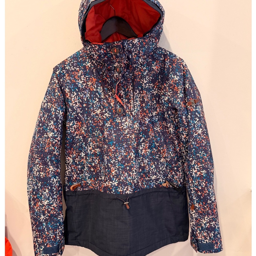Roxy Dry Flight 10K Snow Jacket Small‎ Blue Floral Print Anorak ERJTJ00042-BTN6